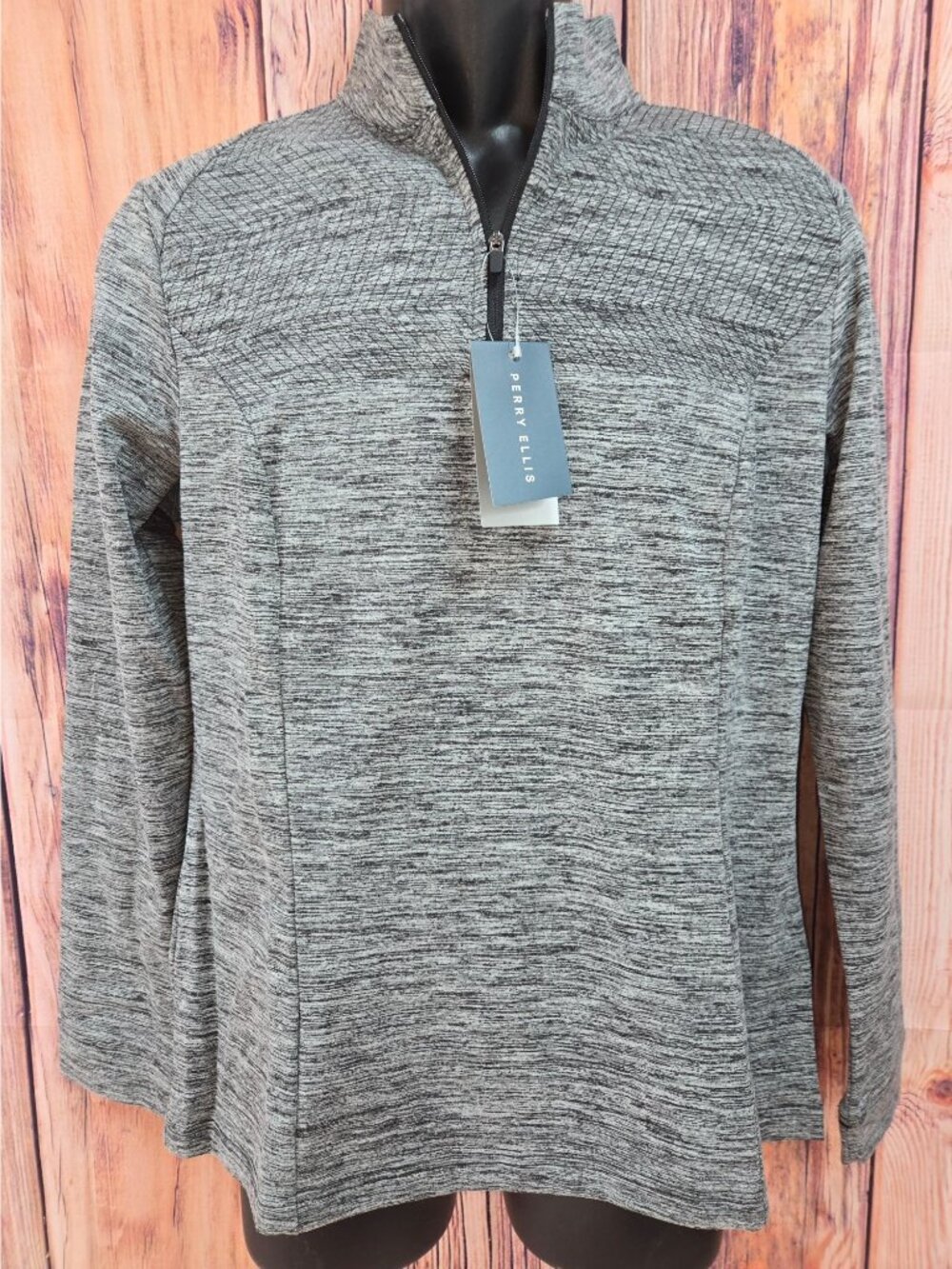Perry Ellis Women's Gray Heather Athletic 1/4-Zip Medium NWT